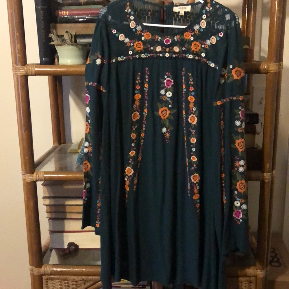 Green Embroidered Umgee Dress